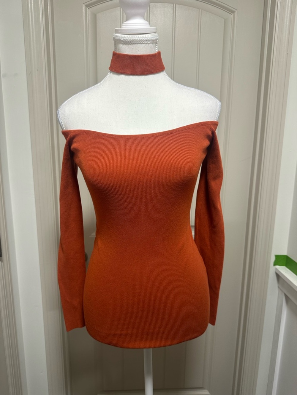 Hera Collection Rust Orange Off-Shoulder Choker Top